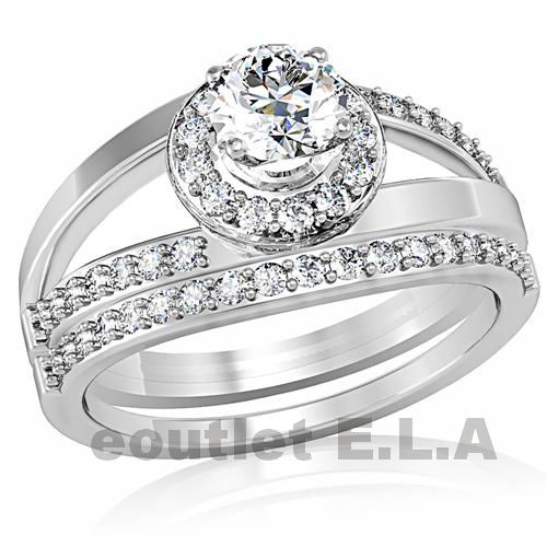 0.96CT CZ SOLITAIRE CHANNEL WEDDING RING SET-6 sizes